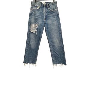 Agolde | Raw Hem Cropped Straight Leg Distressed Jeans Sz 26